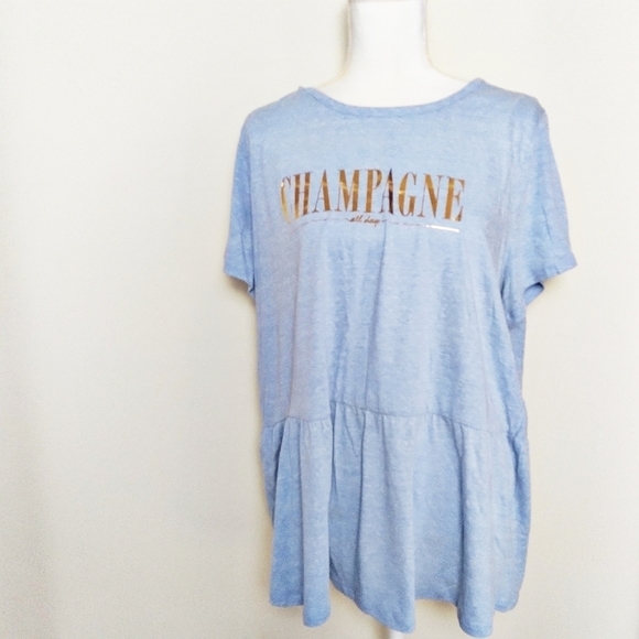 Lane Bryant Tops - Lane Bryant Champagne All Day Peplum Graphic Tee